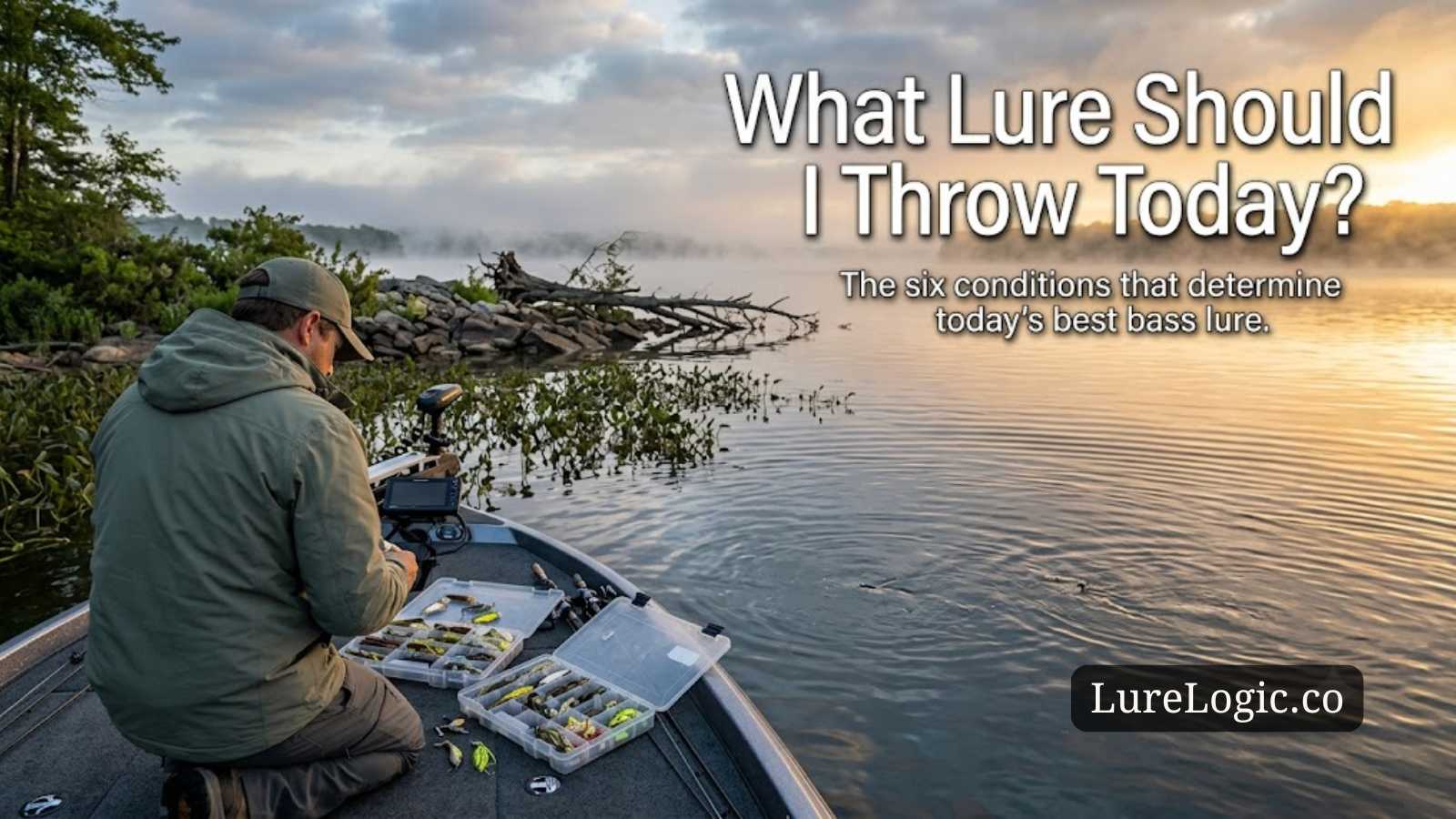 Bass angler deciding what lure to throw today based on conditions