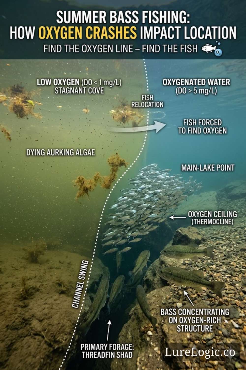 Bass fishing during a summer oxygen crash