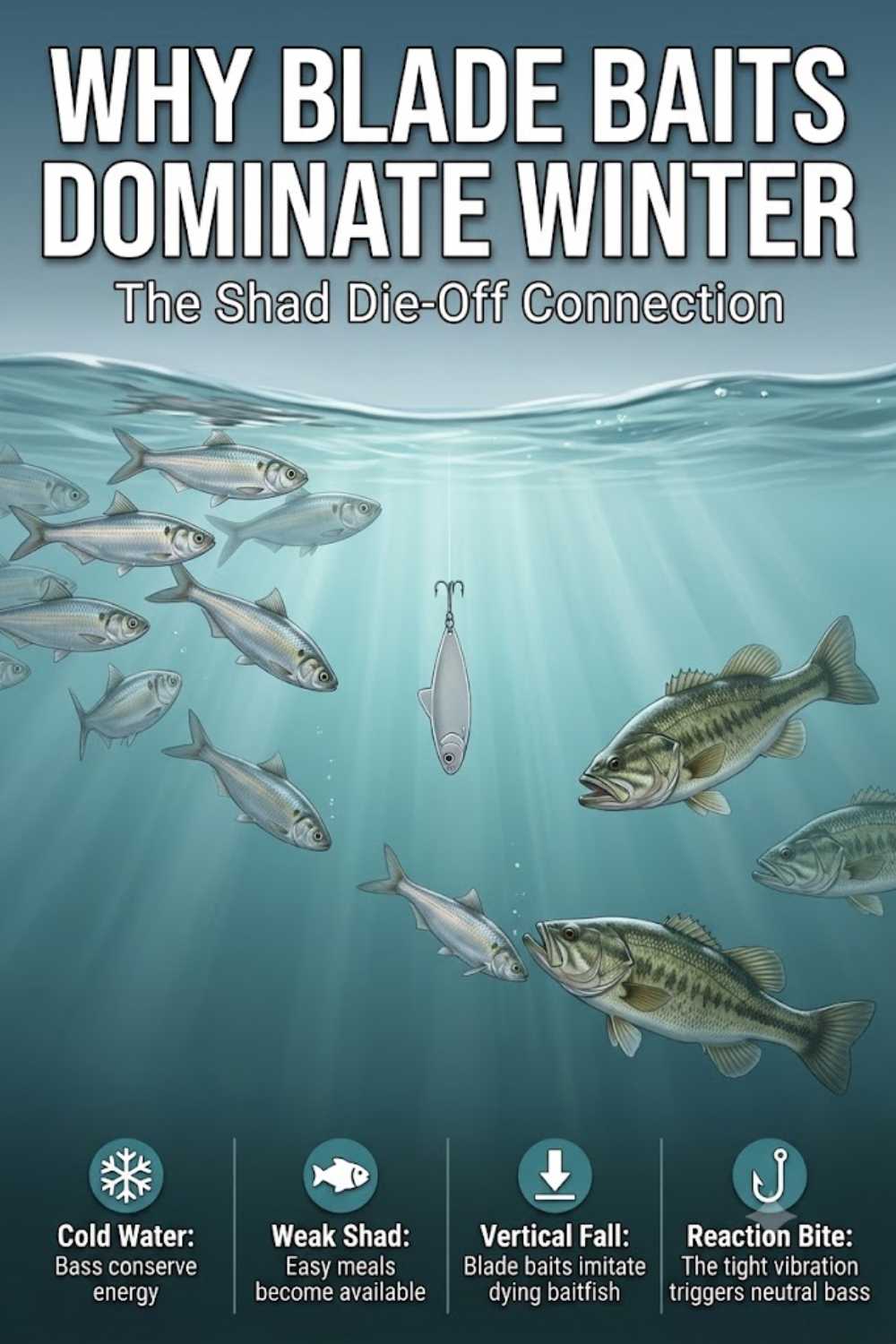 Winter shad die-off blade bait color
