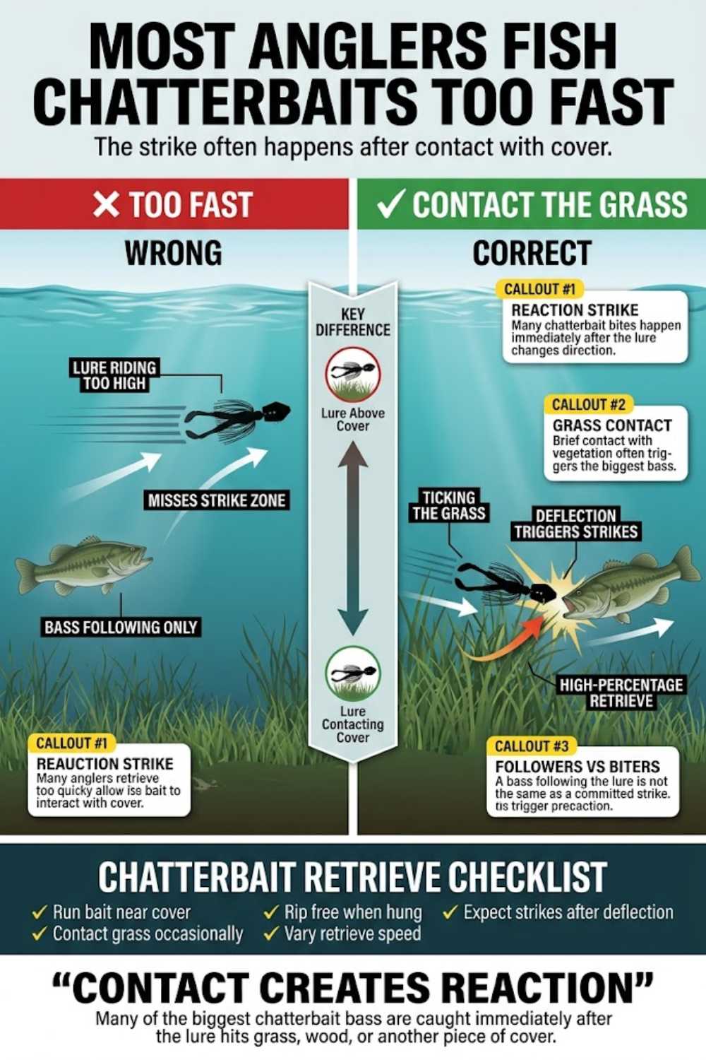 Most common chatterbait fishing mistakes and corrections
