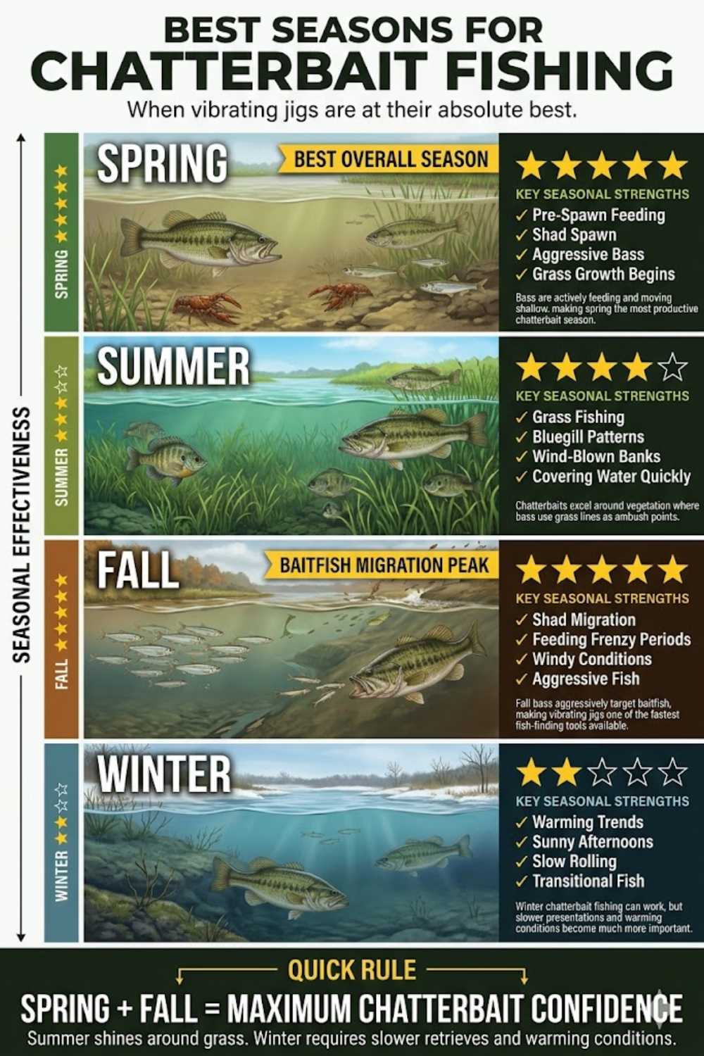 Spring bass staging areas ideal for chatterbait fishing