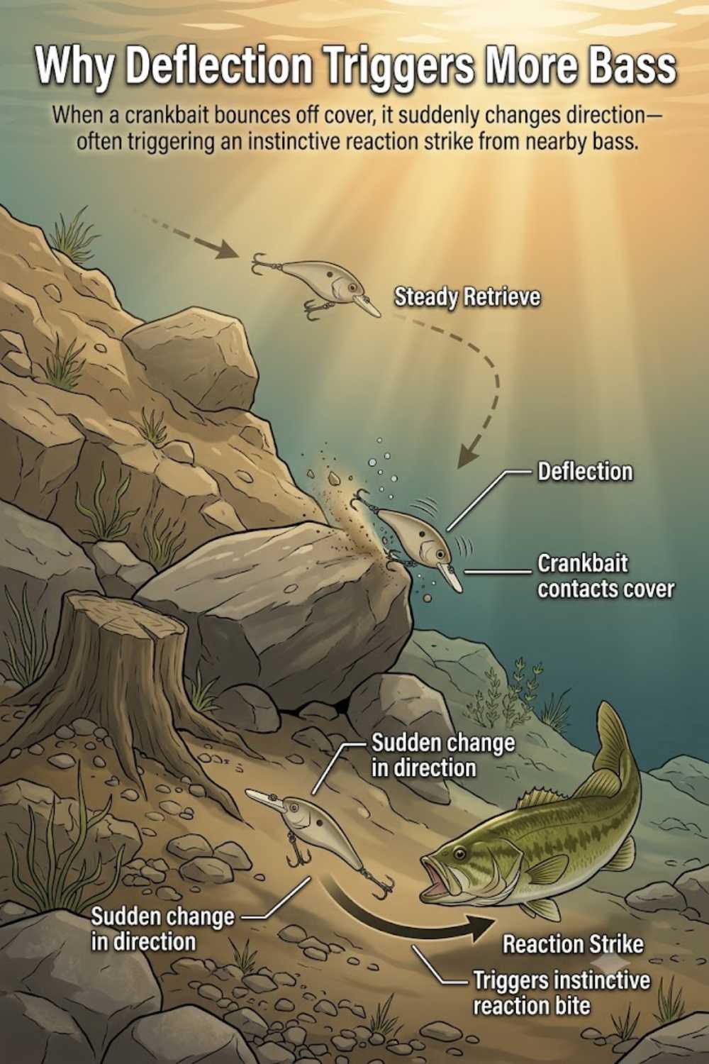 Crankbait deflection triggers