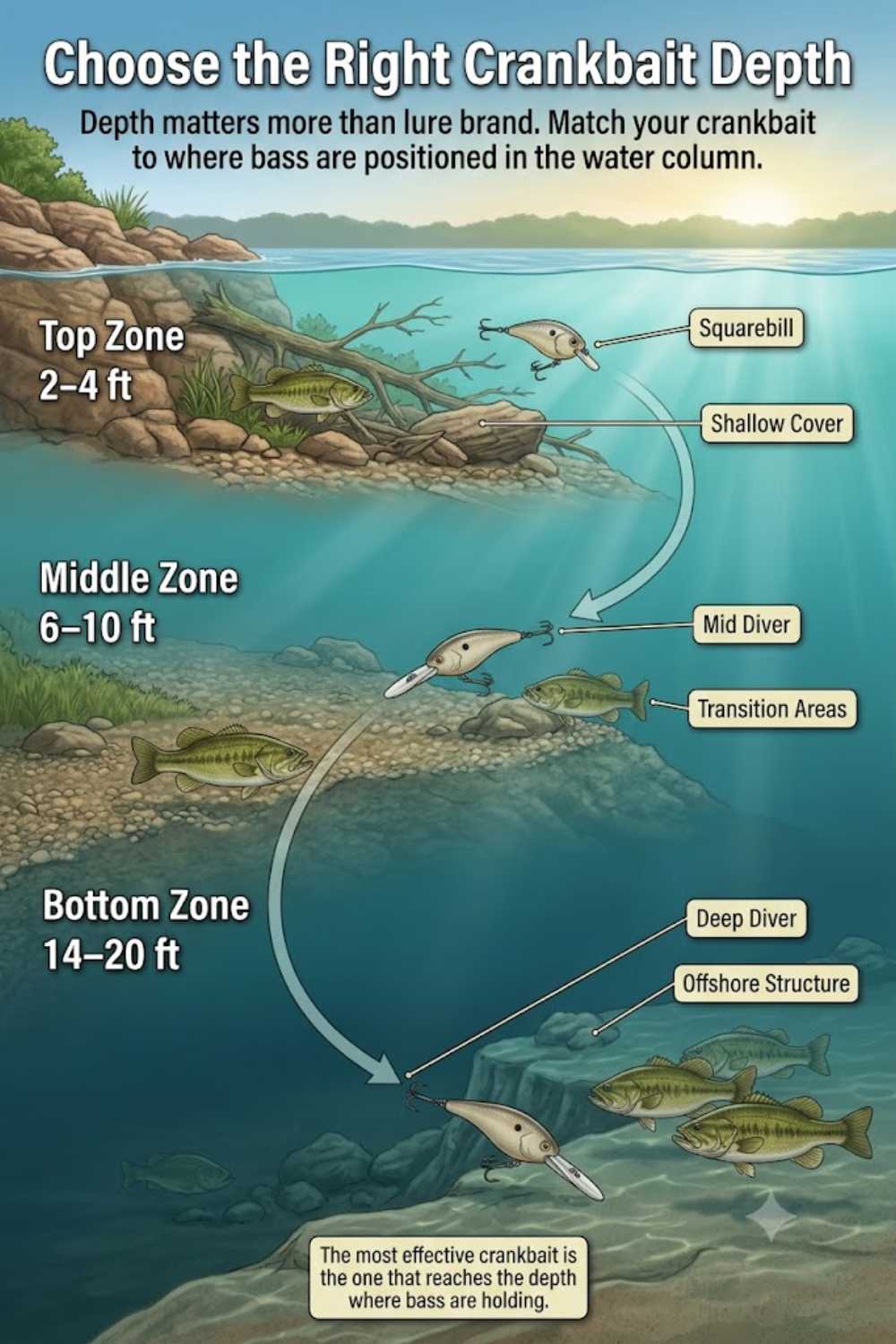 Crankbait depth zones