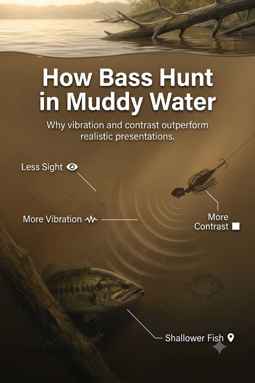 How bass behavior changes in muddy water under 12 inches of visibility