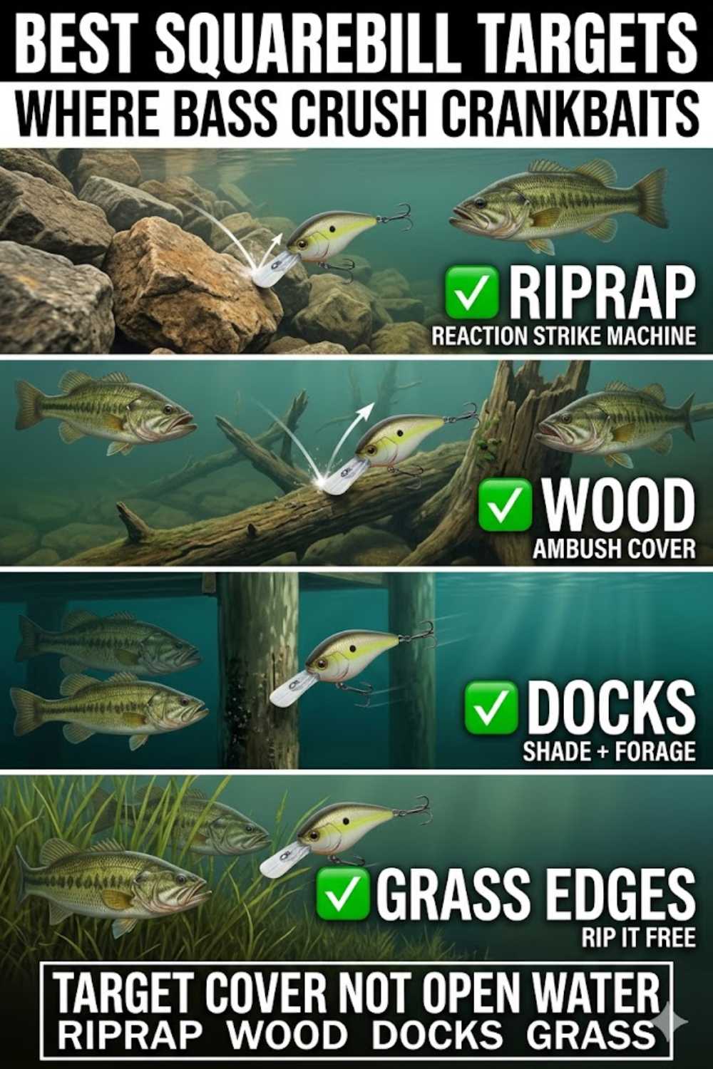 Best squarebill crankbait cover types for bass fishing