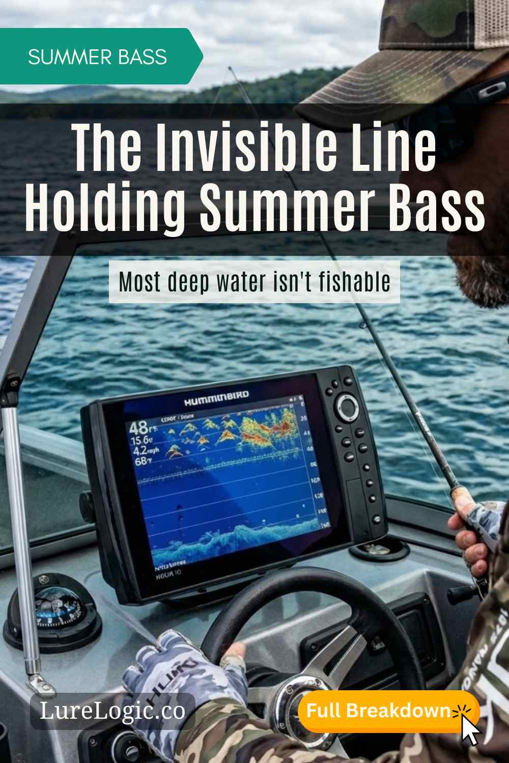 Angler graphing offshore hump in brutal midday summer sun