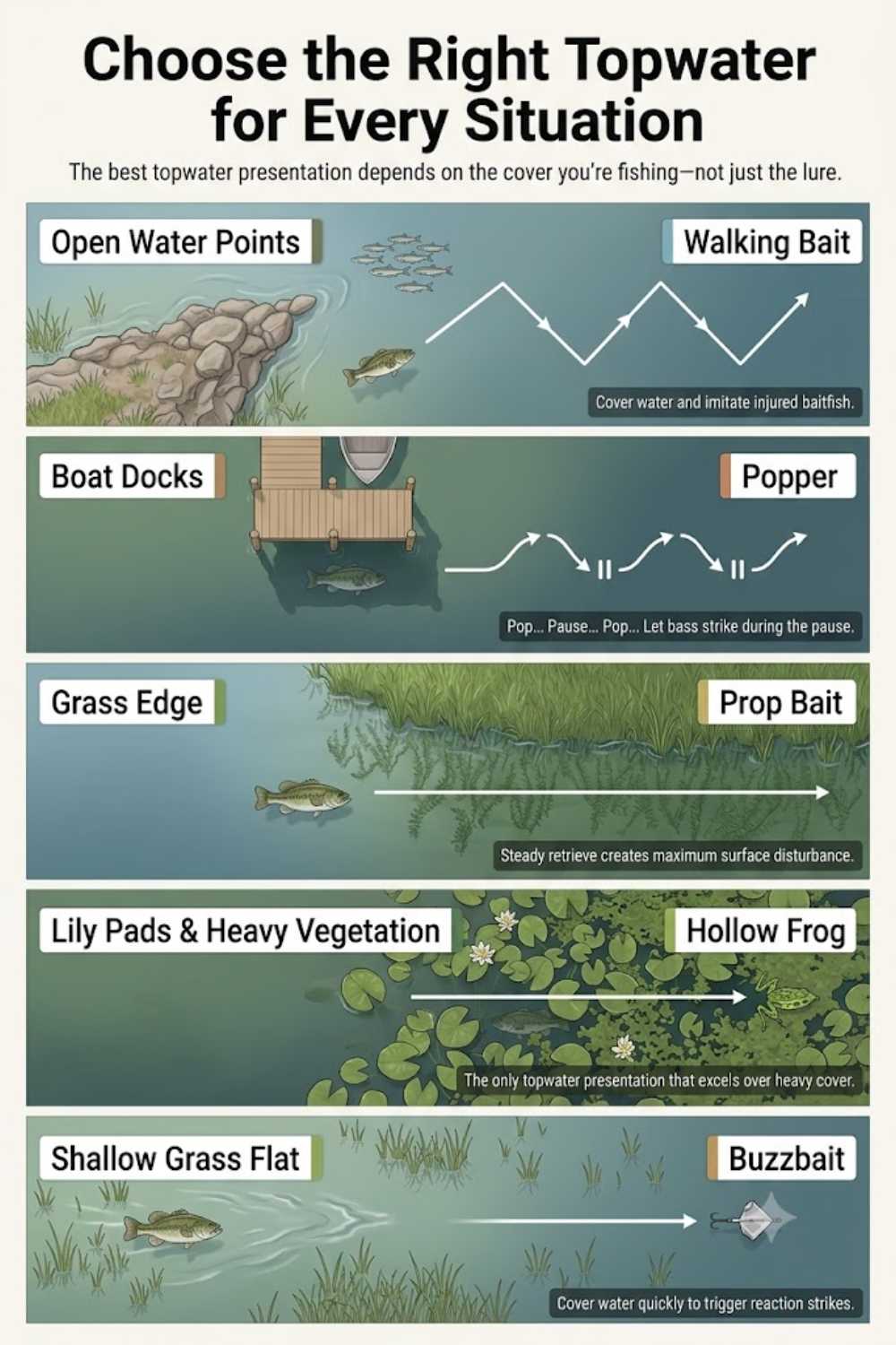 Topwater cover types
